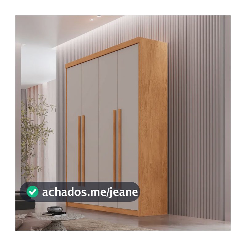 Guarda Roupa Solteiro Heros 4 Portas E 2 Gavetas Moderna Cor Naturalle/off White