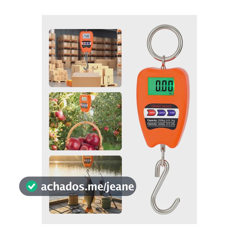 Balança Digital 200kg Suspensa Portátil A Pilha Precisão Laranja