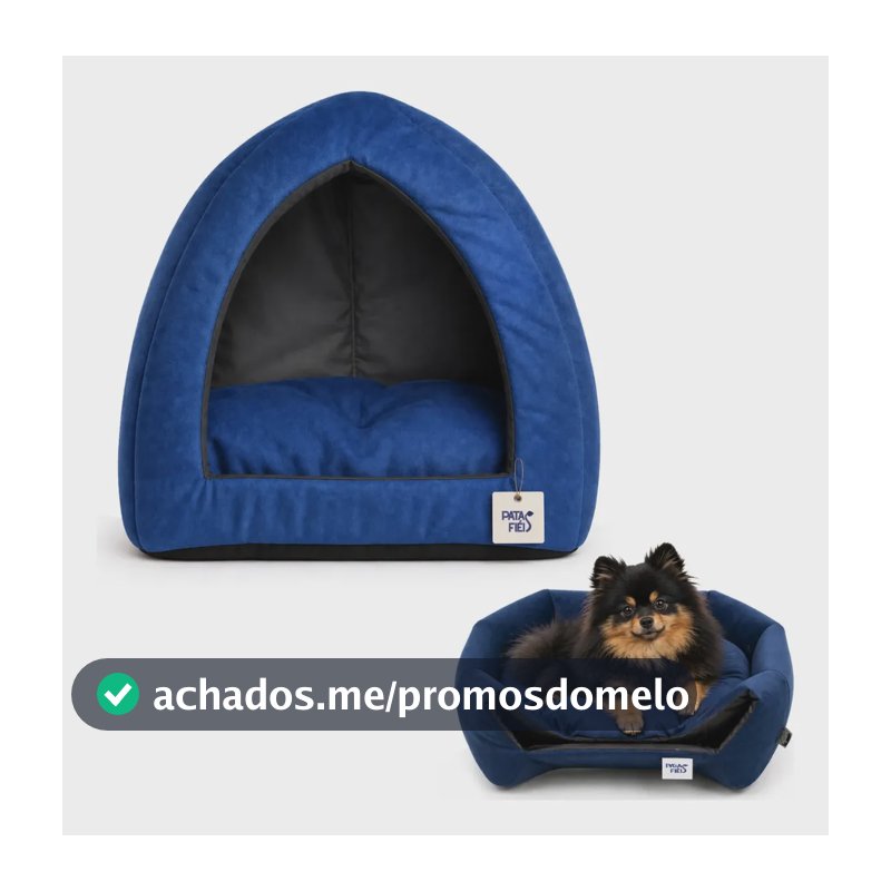 Caminha Casinha Cachorros Pet Toca Iglu 2 em 1 Inverno Suede Confortável - Patas Fiéis Azul