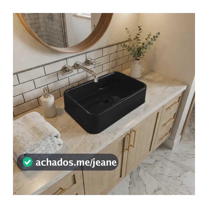 Cuba De Apoio Plástico Polietileno Banheiro Ou Lavabo Torino Preto Brilhante