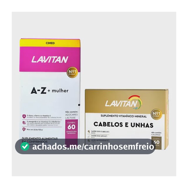 Kit Mulher Lavitan A-z Mulher + Hair Cabelos E Unhas 120 Uni Sem Sabor