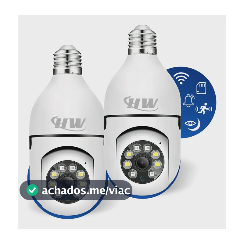 Kit C/ 2 Câmeras Lâmpada Ip Wi-fi 360° | Visão Colorida | Áudio | Sensor De Movimento | E27 App Yoosee- Hw