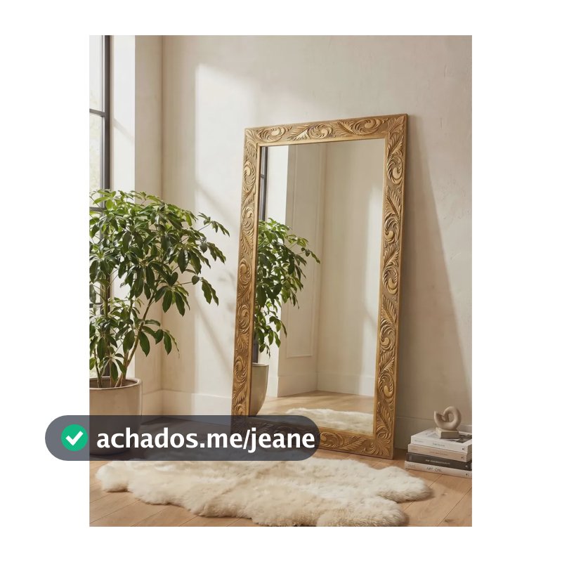Espelho Grande 110x60 Meio Corpo Moldura Dourada Parede Chão Moldura Dourada