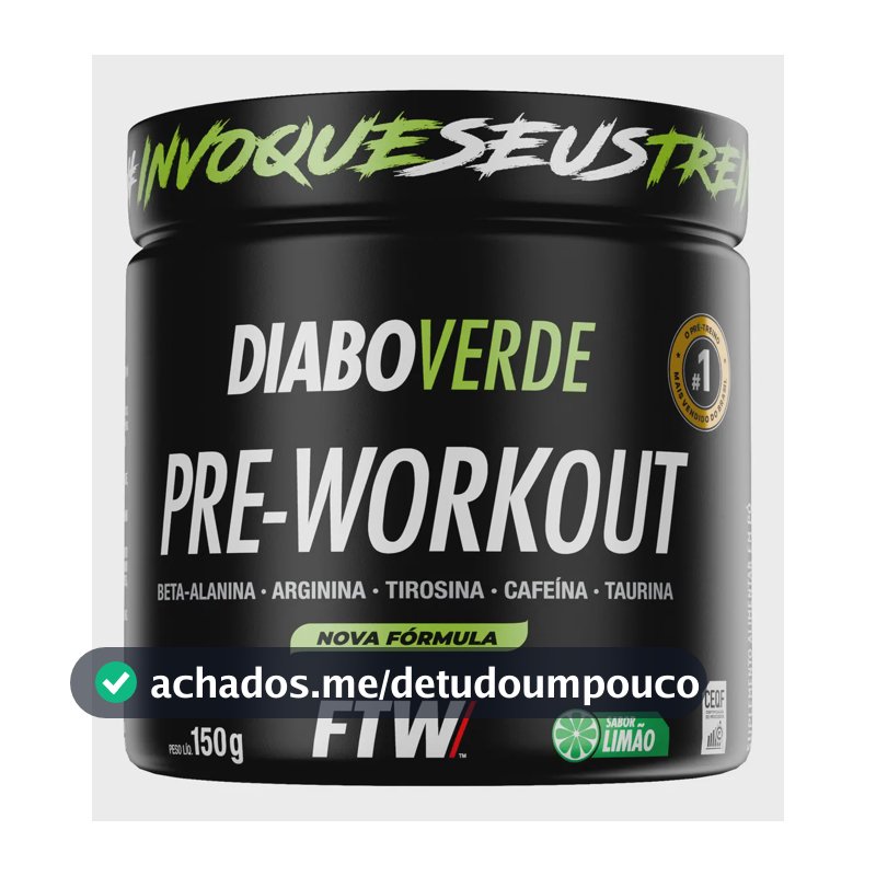 Pré Treino Pre Workout DIABO VERDE Pote 150g Sabor Limão FTW