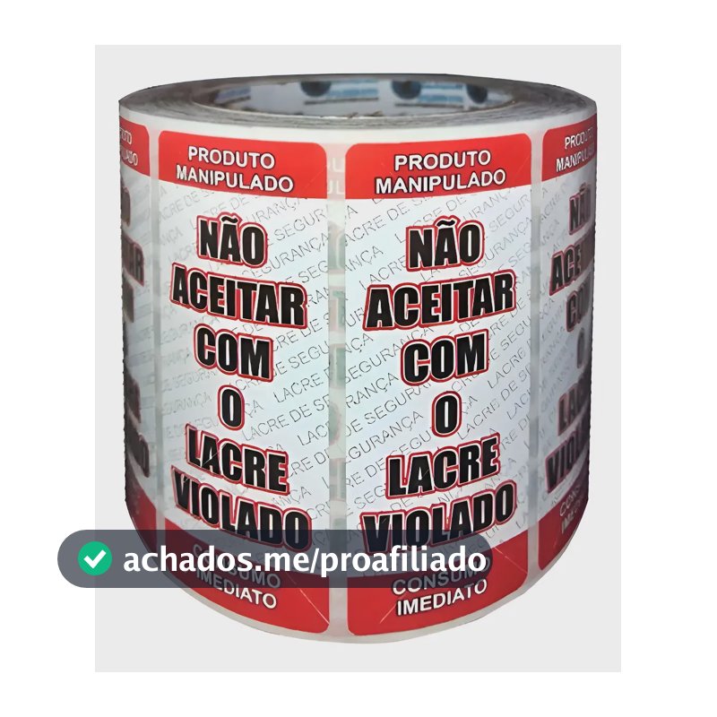 Etiqueta Lacre Segurança P/ Delivery Alimentos 1000 Unidades Vermelho/preto