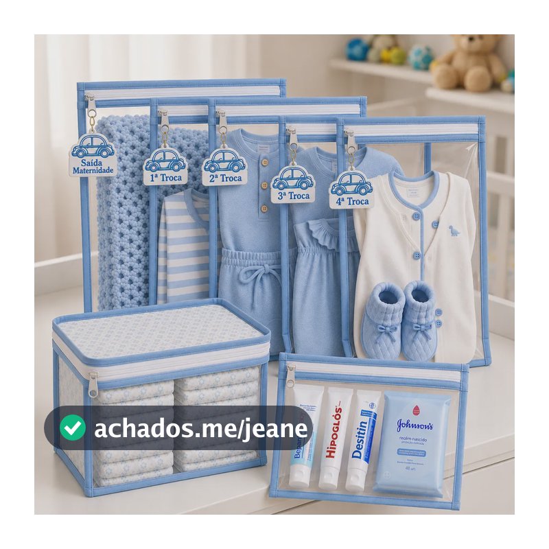 Kit Saquinhos Maternidade Organizador Para Bebê Carrinho Azul