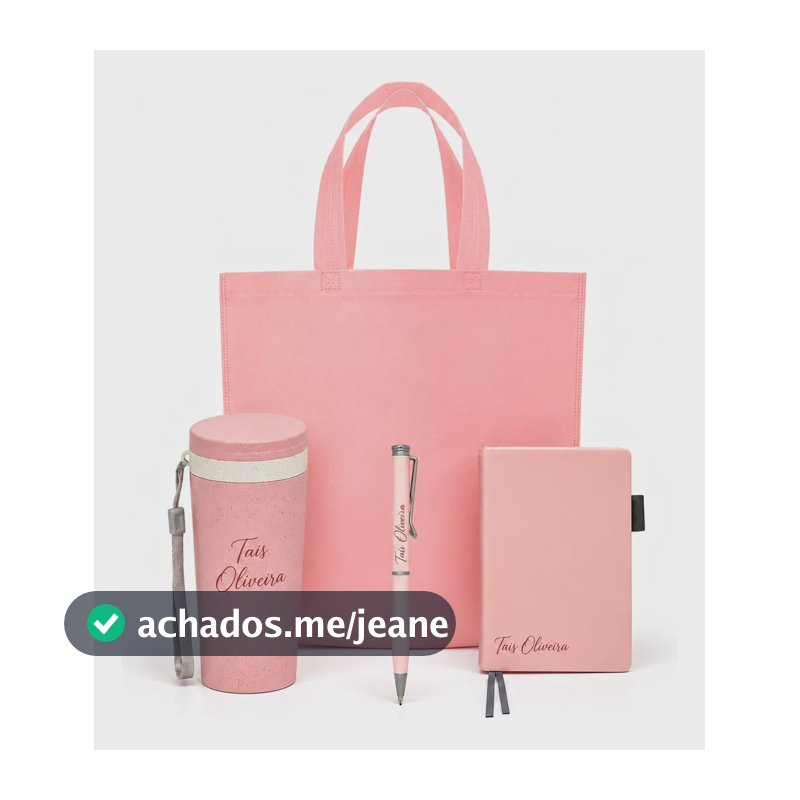 Kit Presente Premium 4 Peças Personalizado Com S/ Nome Rosa-claro