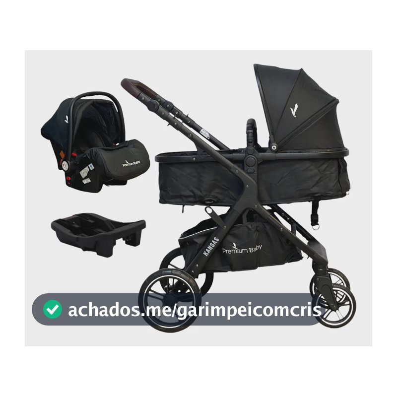 Carrinho Ts Kansas + Base Black/preto Premium Baby Chassi Preto