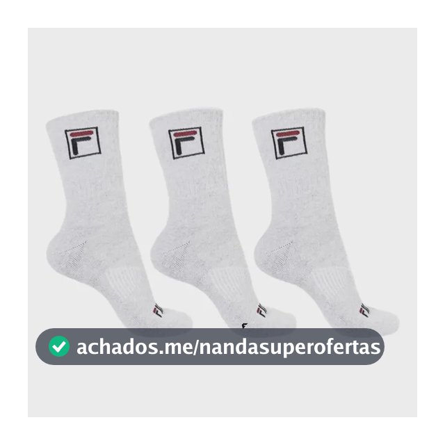 Kit Tripack Meia Fila Cano Alto Fbox Masculina Branca Meias Brancas Logo 39-43