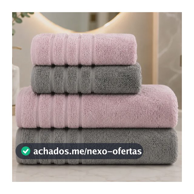 Jogo De Banho Camesa 500g/m Fio Penteado Macio Premium 4 Pç Bege / Rose Lisa