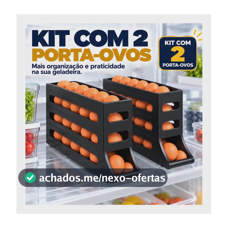 Kit 2 Porta Ovos Suporte Ovos Organizador Geladeira Rolante Preto
