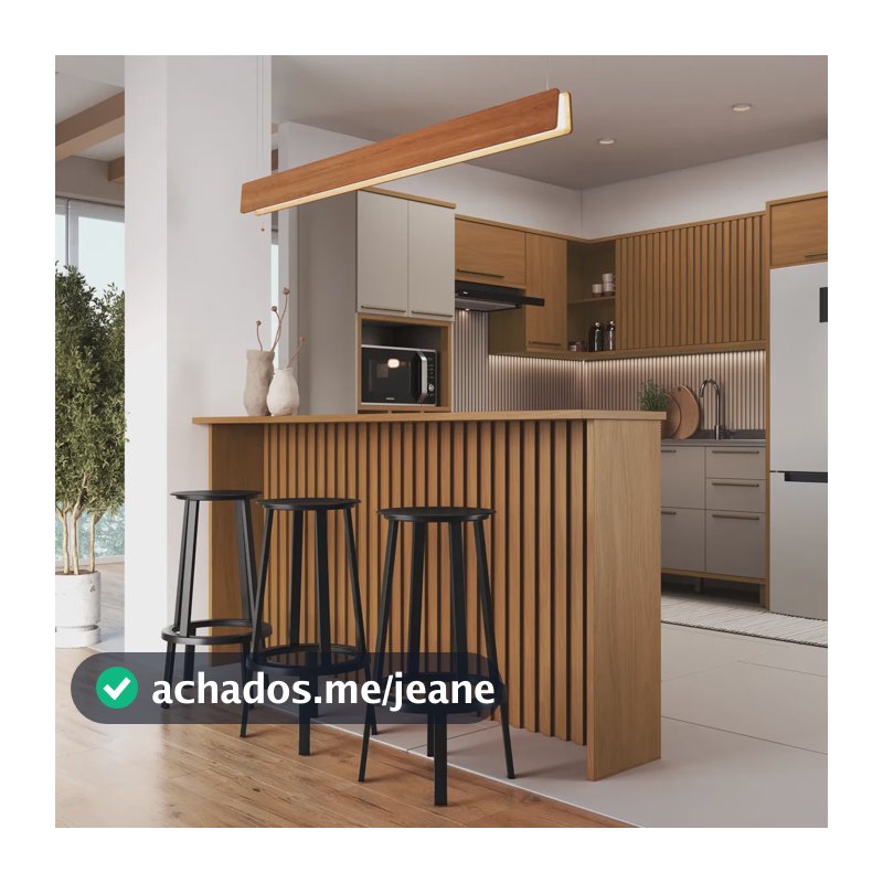 Bancada Ripada Para Cozinha 208cm Cairo Fidelitá Freijó