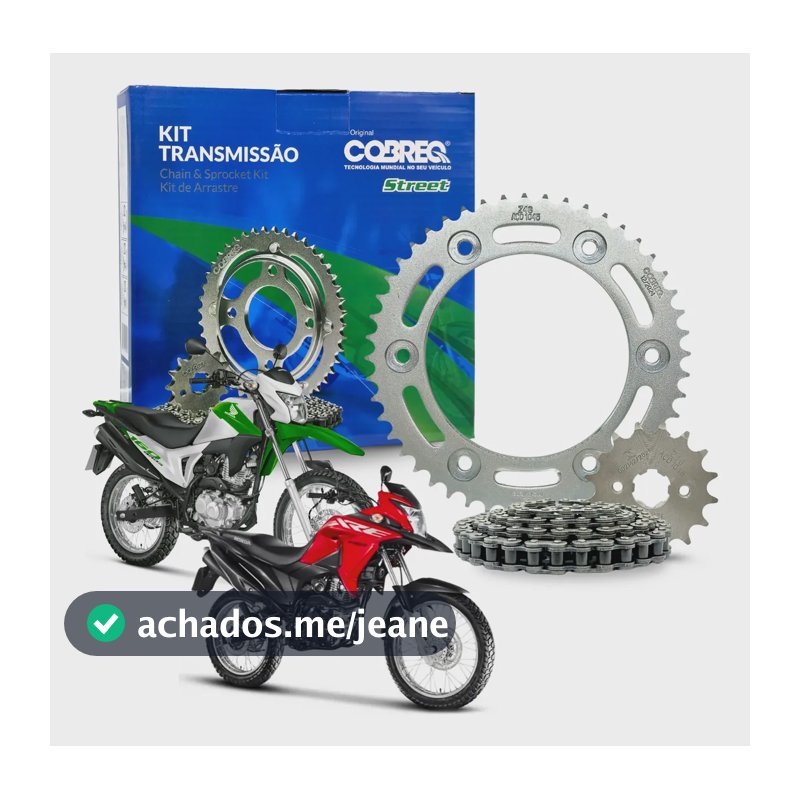 Kit Relação Transmissão Nxr 160 Bros E Xre 190 2015 A 2023 Cinza-escuro