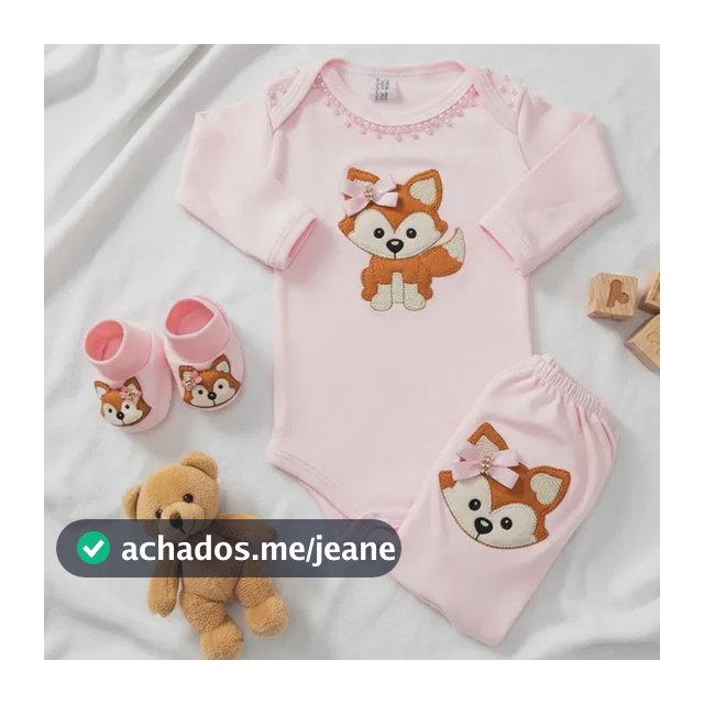 Body Bebê Manga Longa E Mijão Raposa Conjunto Menina 3 Peças