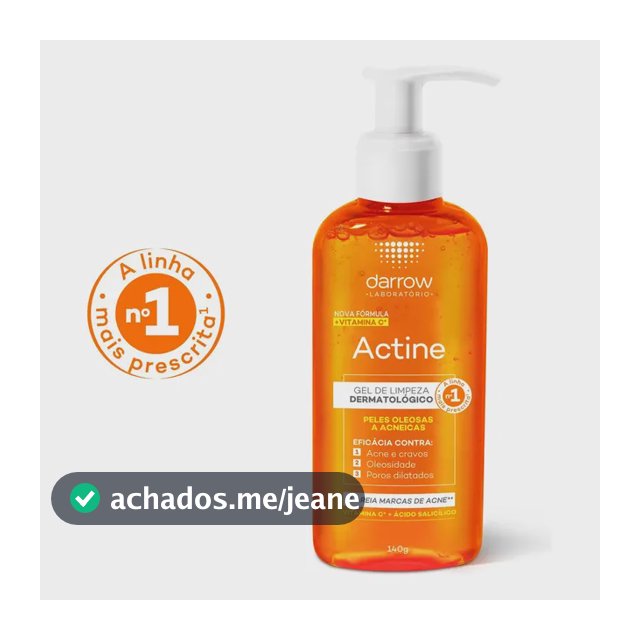 Gel De Limpeza Facial Darrow Actine Pele Oleosa E Acneica 140g