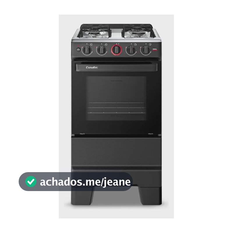 Fogão a Gás Mesa Inox Forno 50L Limpa Fácil e Acendimento Automático Esmaltec IDEAL Super F4IAP Cor Preto 4 bocas