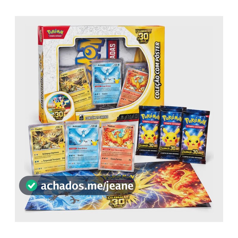 Pokémon 30 Anos Jogo De Cartas Com Pôster 21 Cartas Português
