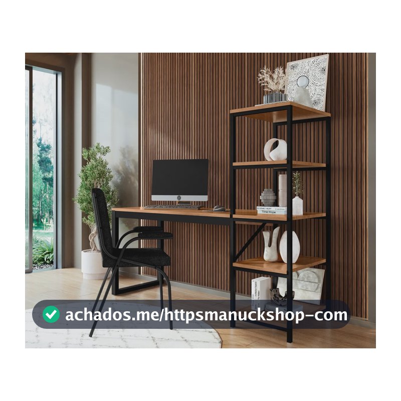 Mesa Escrivaninha Home Office Prateleiras Industrial Inovare Preto/canela