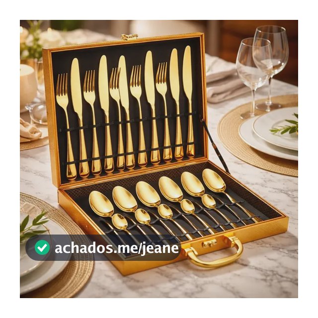 Kit Faqueiro Dourado Luxo 24 Peças Com Maleta