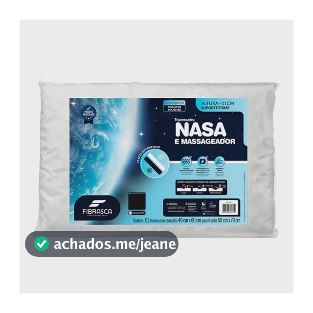 Travesseiro Nasa E Massageador Perfil Baixo Fibrasca Para Fronhas 50x70 Cor Branco