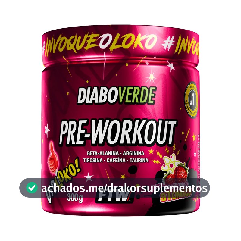 Suplemento em pó FTW Diabo verde Dip Loko! Pré treino sabor Morango Atômico x 300g
