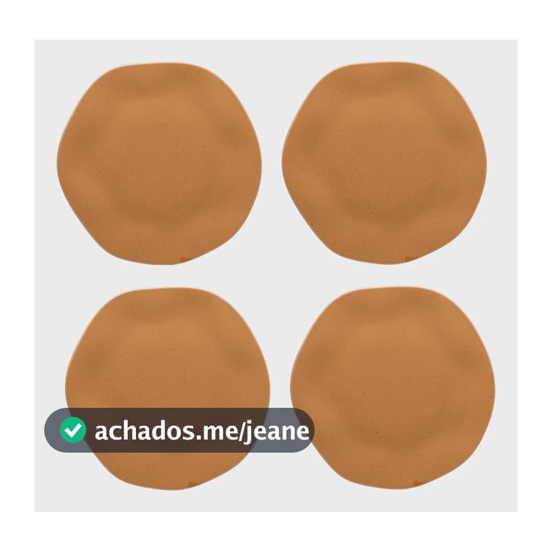 4 Prato Rasos Oxford Ryo Papaya Laranja 27,5cm Mesa Posta Laranja Papaya
