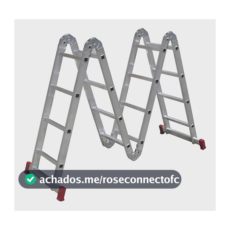 Escada Multifuncional de Alumínio 4x4 com 16 Degraus Dobrável e Articulada BotaFogo – Leve e Resistente