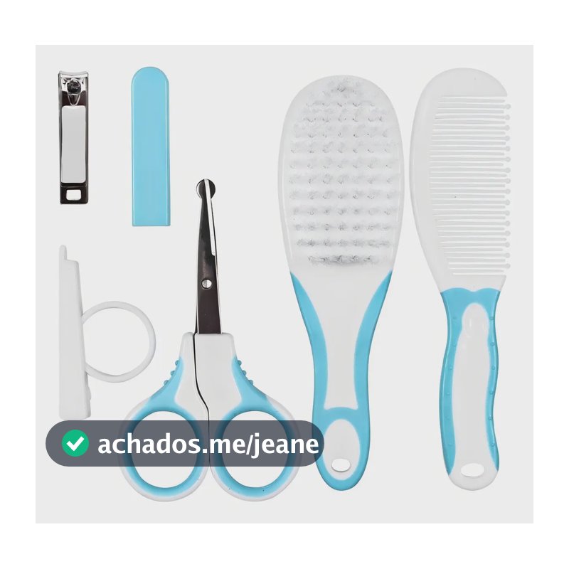 Kit Cuidados Bebê Buba Azul Cortador De Unha Tesoura Pente