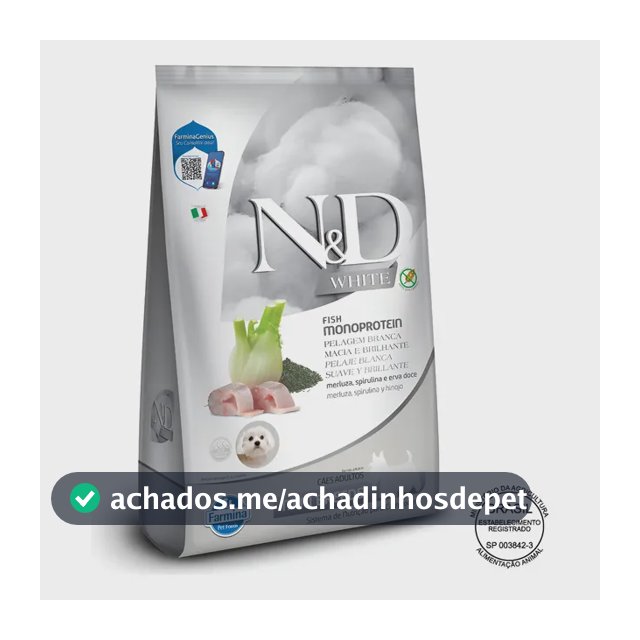 Ração N&d White Merluza Mini 7kg Para Cães Adultos Raças Pequenas