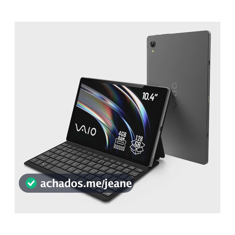 Tablet Vaio Tl10 4gb Ram 128gb Octa-core, Tela 10.4 2k, 4g Wifi Dual Band, Câmera 8mp + Selfie 5mp, 7000mah, Android 16, Com Teclado Magnético De Conexão Inteligente  Preto