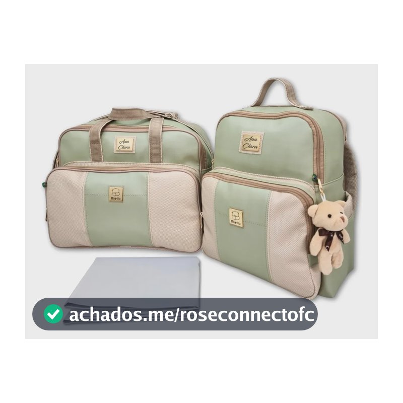 Kit Bolsas Maternidade Grande Mochila Bebê Com Nome Do Bebe Cor Verde