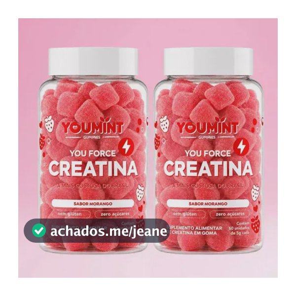 Kit 2 Creatinas Gummy Zero Açúcar 60 Gomas Sabor Morango Morango