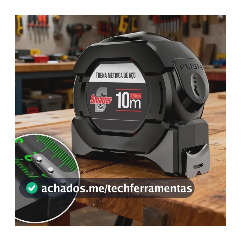 Fita Métrica 10 Metros 25mm Trena Profissional De Aço Automática Cor Verde Fluorescente Retrátil Trava Ferramenta Manual Smarter Tools