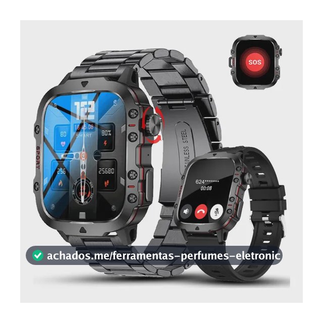 Relógio Inteligente Masculino Militar Smartwatch Esportes Smartwatch LAKEYLOYI QX11 Militar Masculino com Chamada Bluetooth e Tela de 1.96"