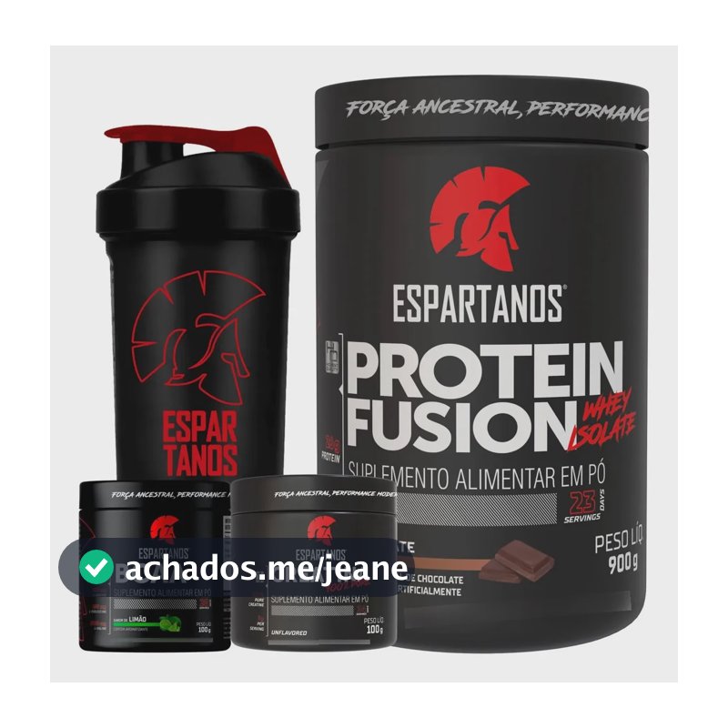 Kit Whey Protein Fusion + Bcaa + Creatina + Shaker Chocolate
