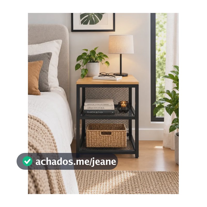 Mesa Cabeceira Canto Cama Casal Box Industrial Fosco Preto Fosco Preto