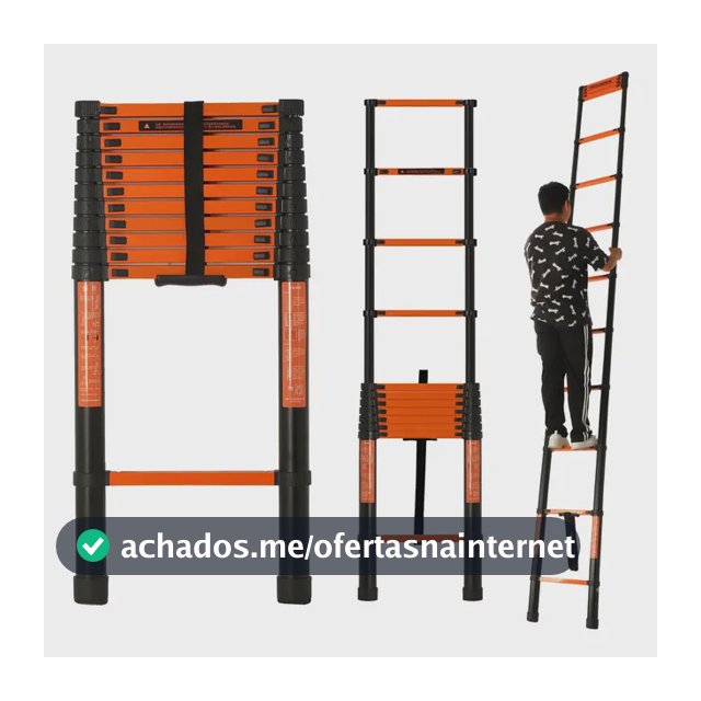 Escada Telescópica,9 Degraus, 3.5 M Antiderrapante Laranja-escuro