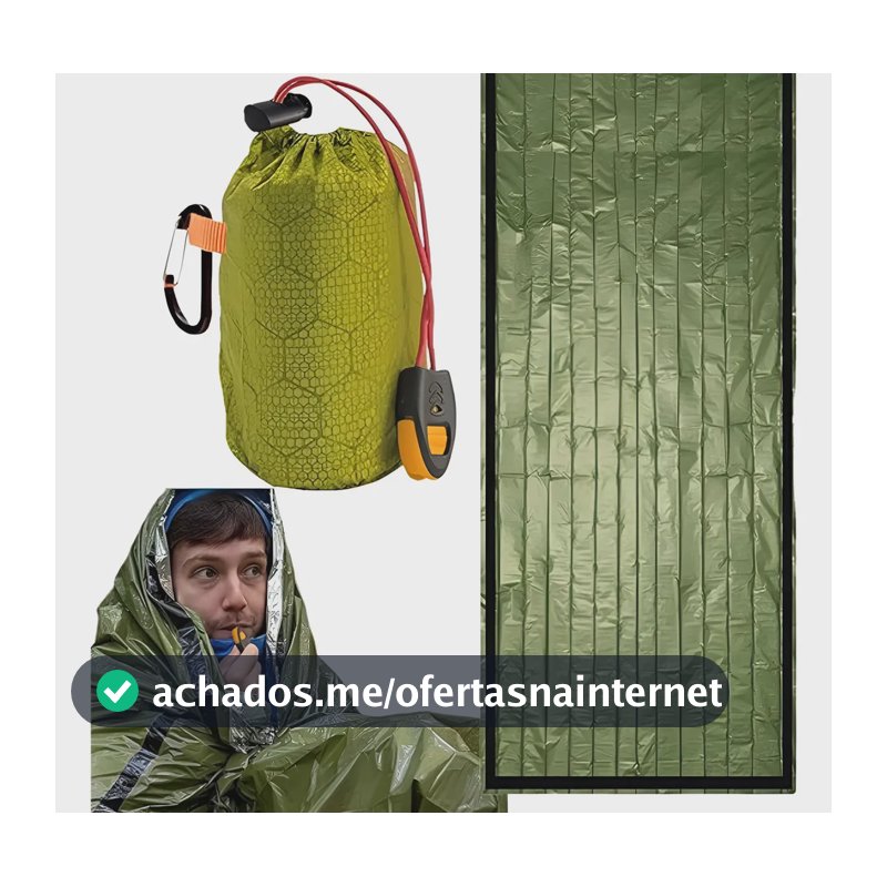 Saco Dormir Emergência Térmico Impermeável Ultraleve Resgate Cor Verde