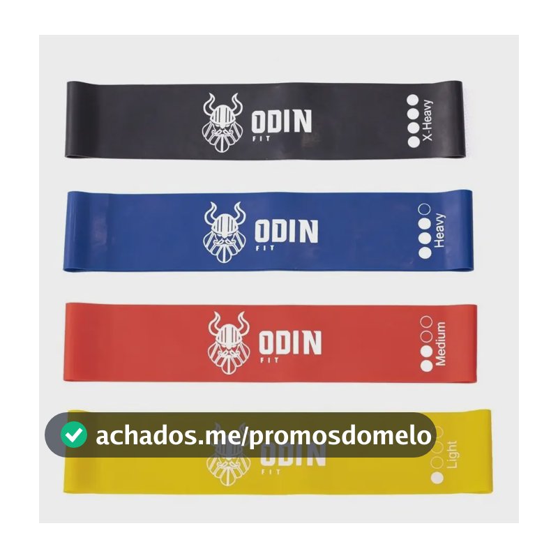 Kit Mini Bands Elástico 4 Intensidades Faixa Loop Odin Fit