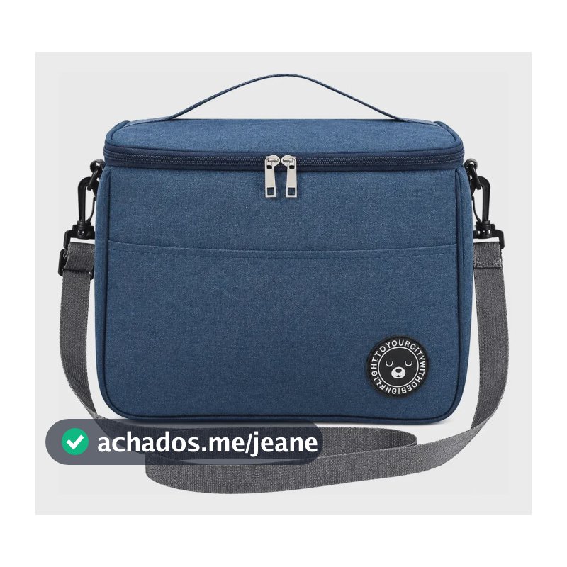 Bolsa Térmica Marmita Lancheira Grande Sacola Academia Ombro Azul