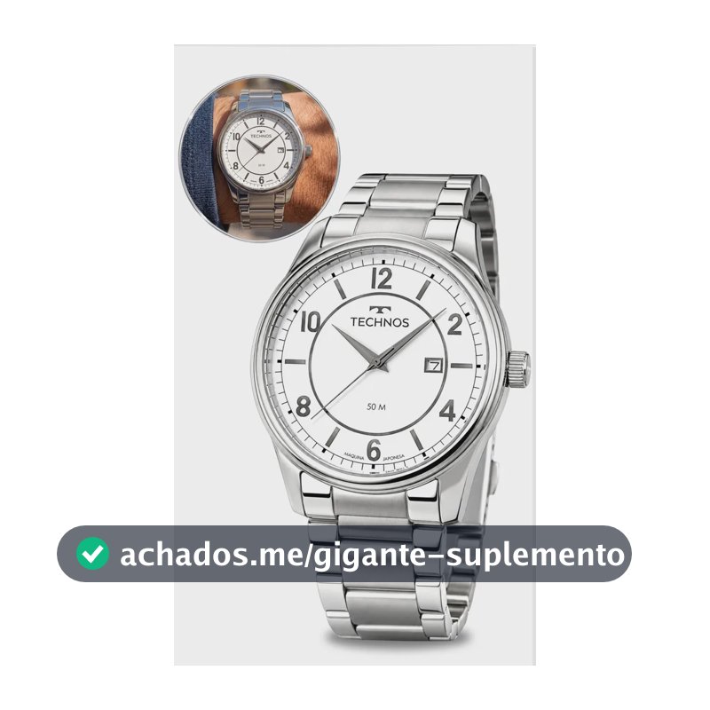 Relógio Technos Masculino De Pulso Analógico Em Aço Calendário Fundo Branco Original