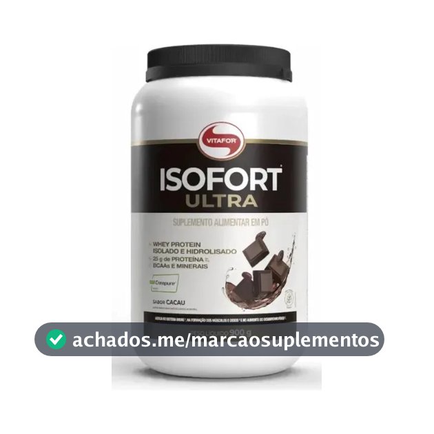 Whey Protein Vitafor Isofort Ultra 900g Cacau com Creatina e Glutamina