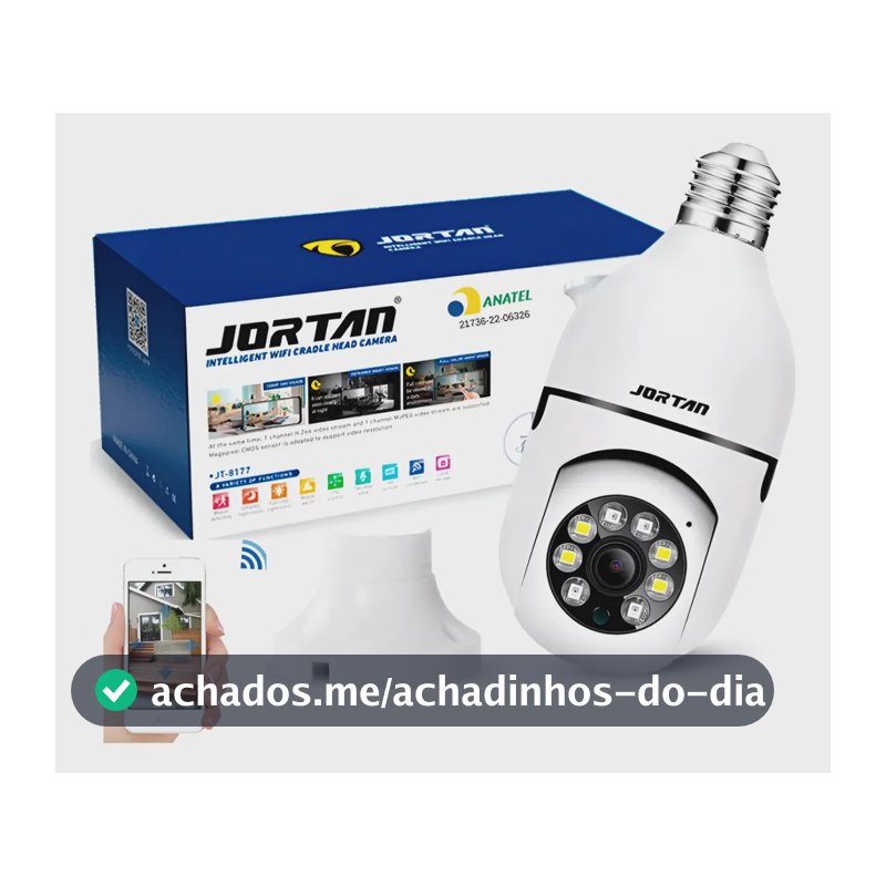 Câmera Lâmpada Segurança Inteligente Visão Noturna Hd Wifi Cor Branco