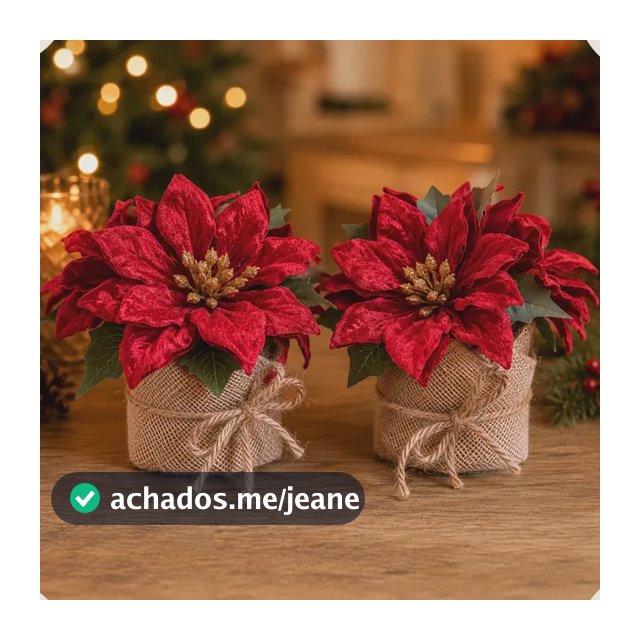 Kit 2 Arranjo De Mesa Natalino Juta Flor Espirito Santo Vermelho Fechado