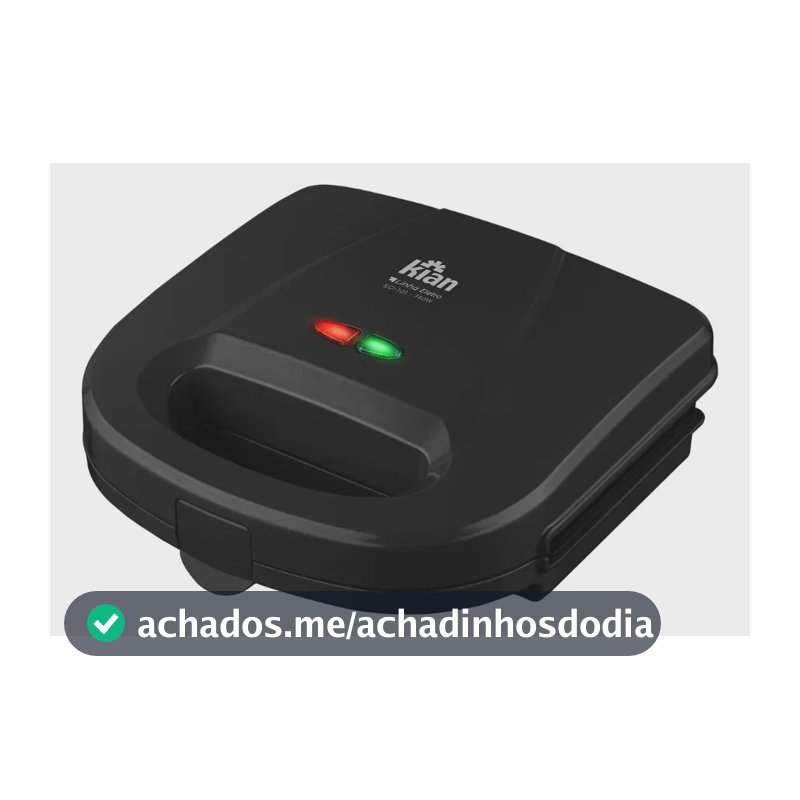 Sanduicheira Grill 2 Em 1 Kian Preta Elétrica 750w Cor Preto,Seu Mixto Quente Ultra Rápido, e Outros Petiscos