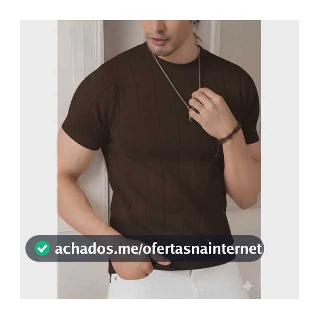 Blusa Masculina Básica Manga Curta Canelada Tricot Modal