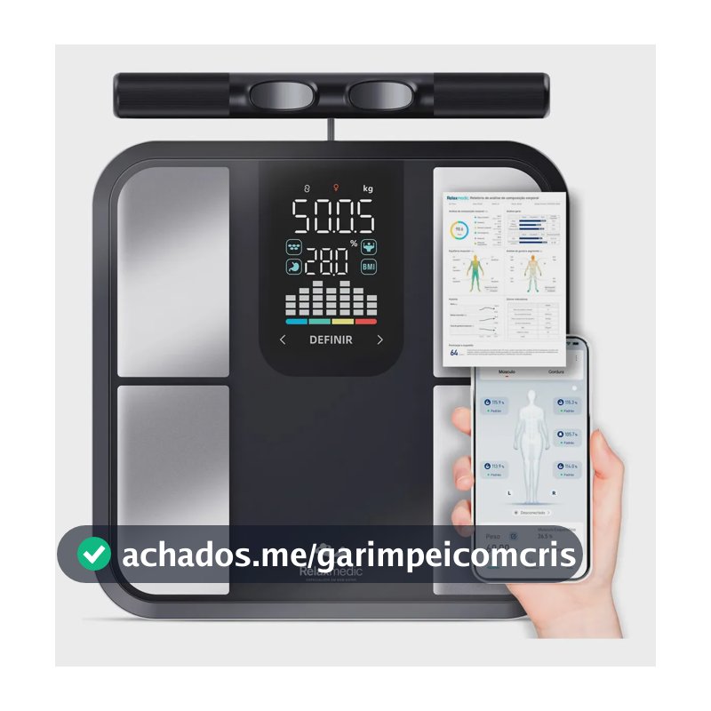 Balança De Bioimpedância 8 Sensores Relaxmedic Digital Preto