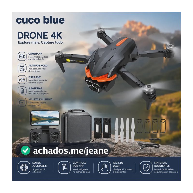 Drone CUCO BLUE AE4 Pro com Câmera Dual HD e FPV Wi-Fi para Iniciantes