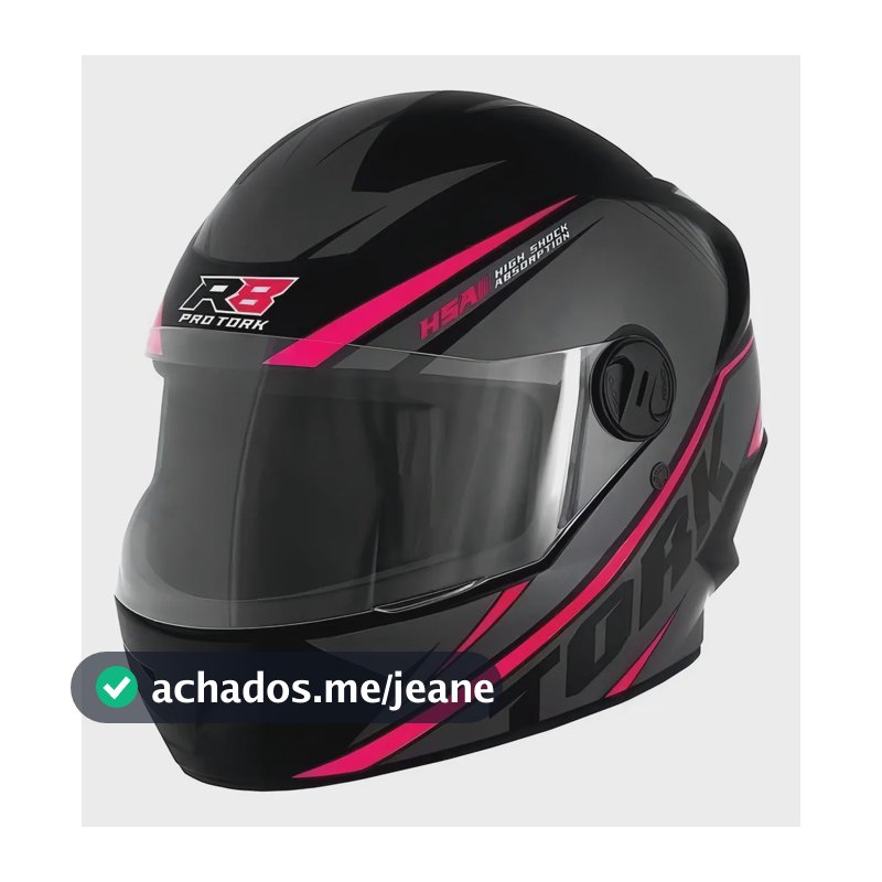 Capacete moto integral fechado Pro Tork R8 cor preto e rosa tamanho 58