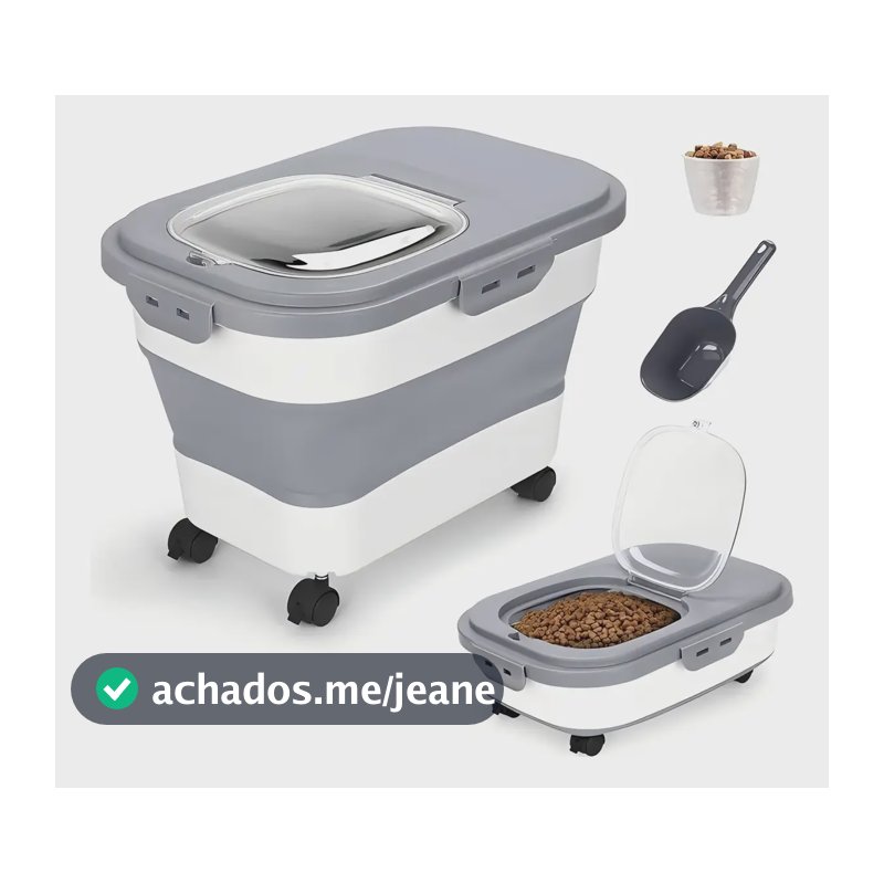 Recipiente De Armazenamento De Comida De Cachorro Caixa Lisa Cinza
